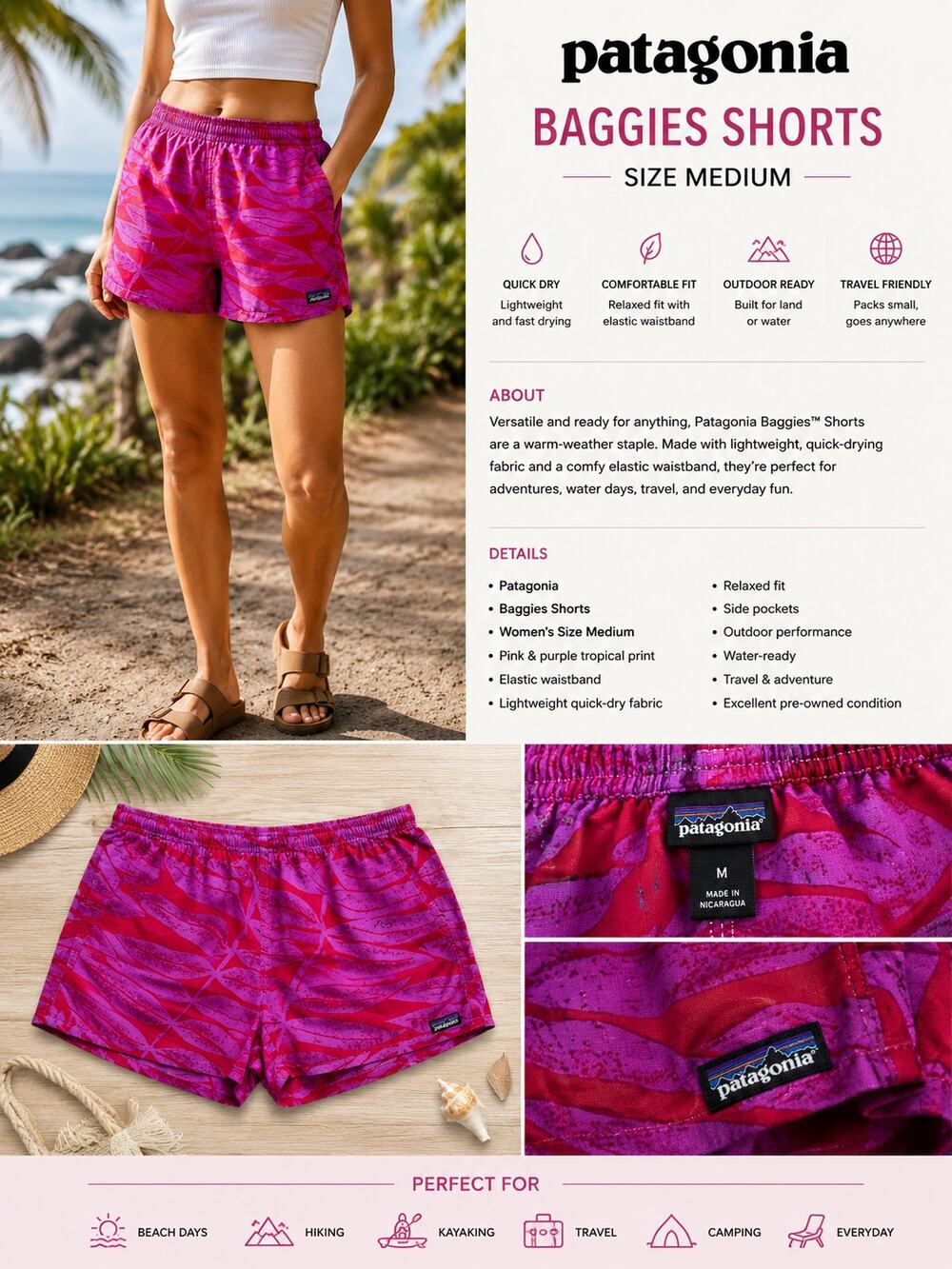 Patagonia Baggies Shorts SZM Active Wear Classic Outdoor